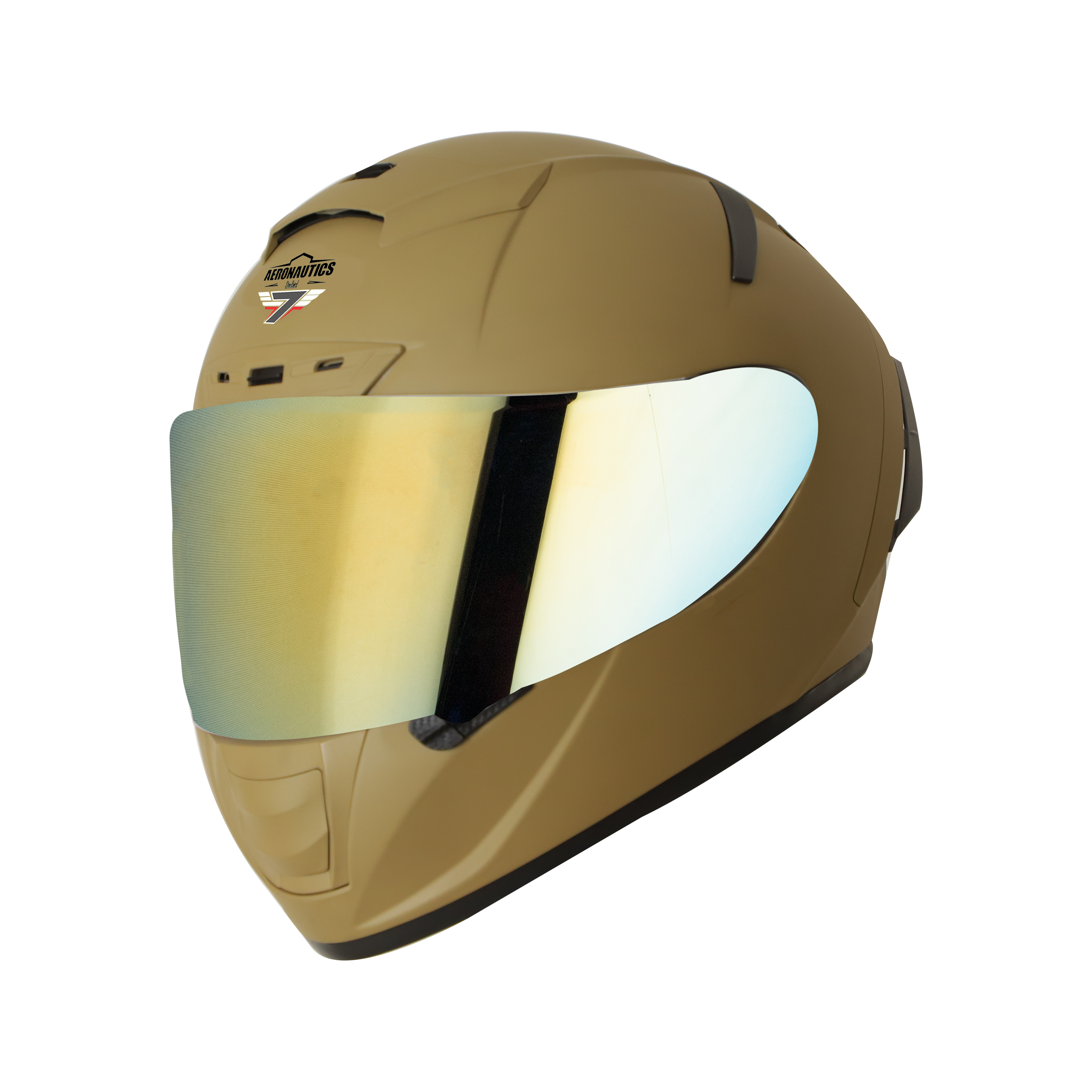 Steelbird SA-2 7Wings Super Aeronautics Full Face Helmet (Matt Desert Storm With Night Vision Gold Visor)